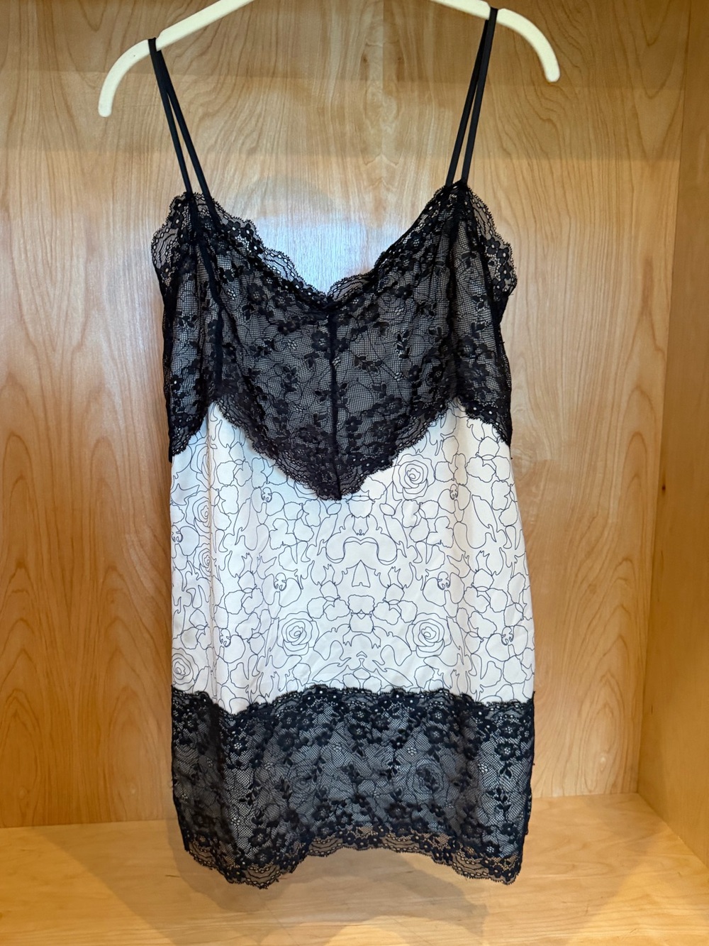 Lace-Trim Slip Dress Camisole - Black & White